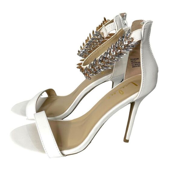 NEW Lulu’s Mylanie Rhinestone Ankle Strap Heels Size 8.5‎ bridal wedding prom - Picture 3 of 11